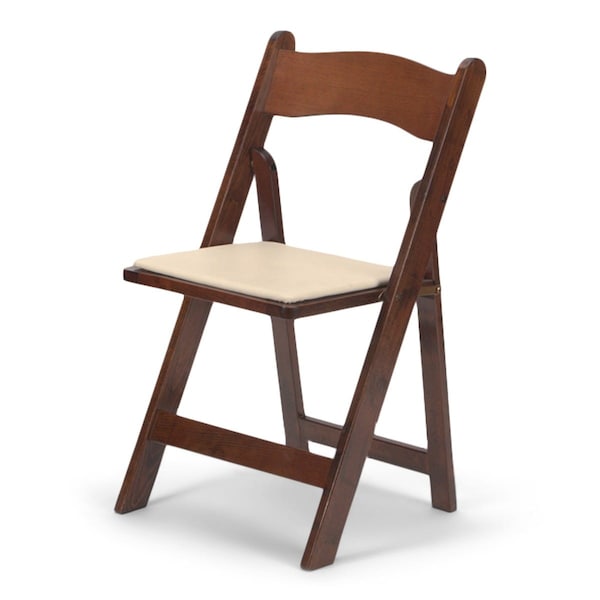 Atlas Commercial Products Wood Folding Chair, Fruitwood with Ivory Pad - WFC5FWIP