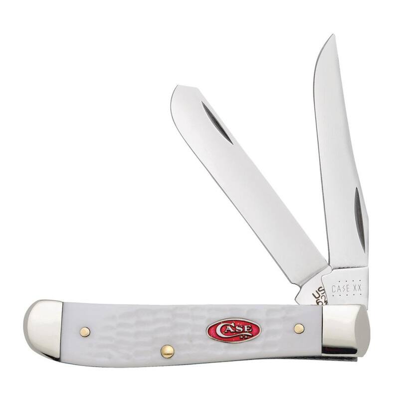 W. R. Case & Sons Cutlery Co SparXX White Synthetic Standard Jig Mini Trapper Pocket Knife - FI60186