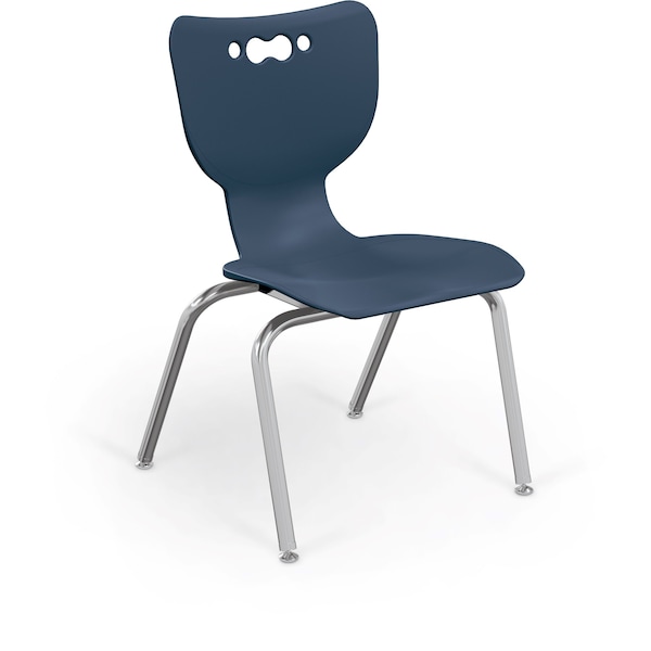 Mooreco Hierarchy School Chair, 4 Leg, 16" Chrome Frame, Navy Armless Shell, PK5 - 53316-5-NAVY-NA-CH