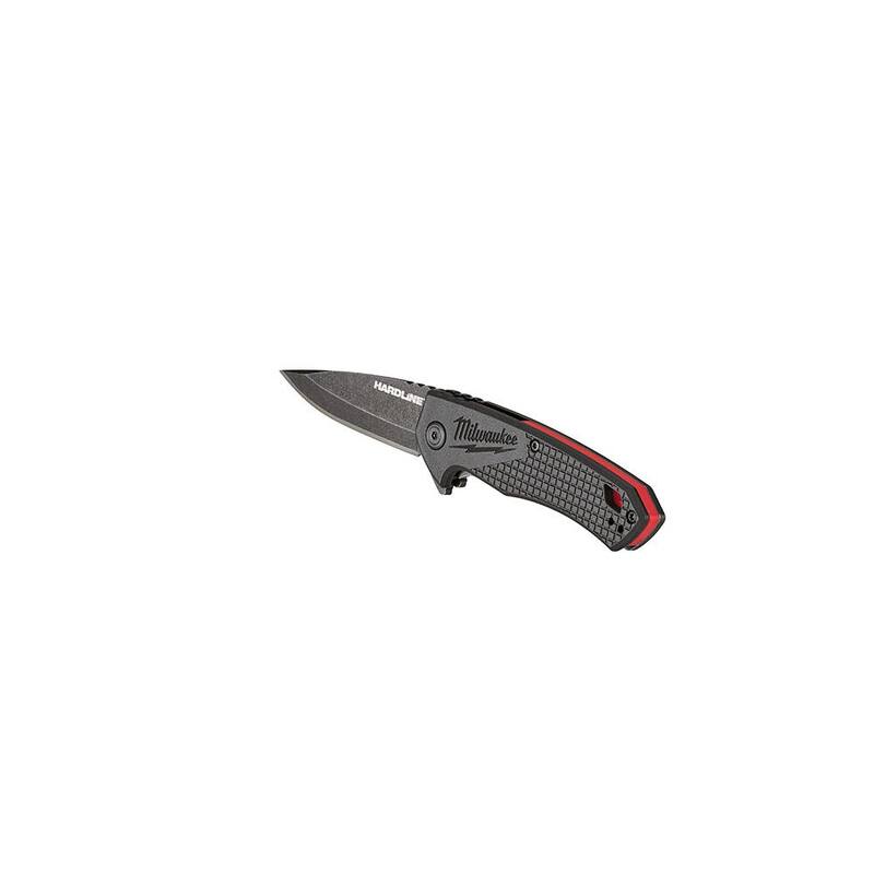 Milwaukee 2.5 in. Hardline D2 Steel Smooth Blade Pocket Folding Knife with Compact Jobsite Knife Sharpener (2-Piece) - 48-22-1997-48-22-1590