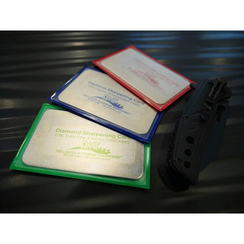 DMT 3 in. Dia-Sharp Sharpener, Credit Card Sized- Extra-Fine, Fine and Coarse Diamond Handheld Sharpener - D3EFC