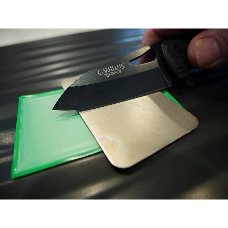 DMT 3 in. Dia-Sharp Sharpener, Credit Card Sized- Extra-Fine, Fine and Coarse Diamond Handheld Sharpener - D3EFC