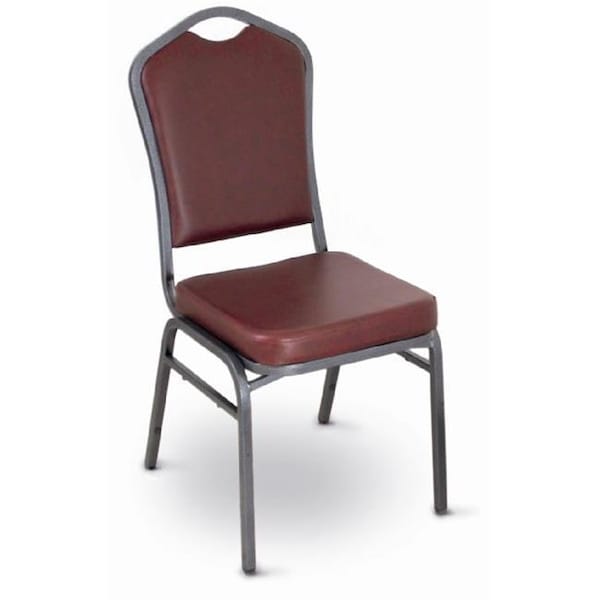 Mccourt McCourt 10358 Superb Seating Stack Chair - Burgundy Vinyl on Silvervein Frame - 10358