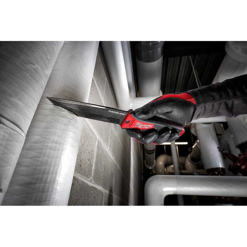 Milwaukee Hardline 5 in. AUS-8 Steel Fixed Blade Knife with 2 5 ft. x 1.3 in. Gen II STUD Tape Measure (2-Piece) - 48-22-1928-48-22-9725