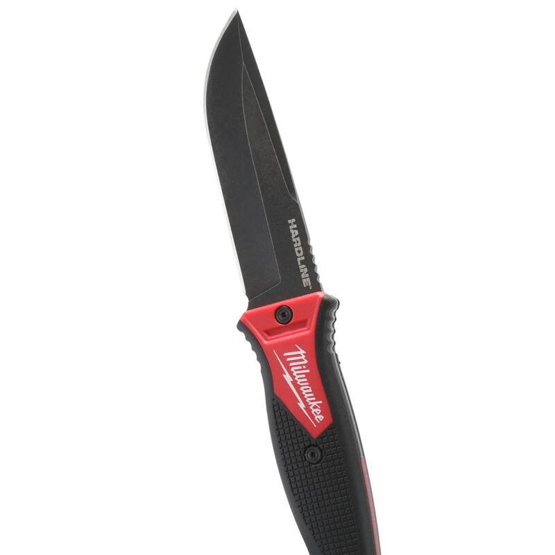 Milwaukee Hardline 5 in. AUS-8 Steel Fixed Blade Knife with 2 5 ft. x 1.3 in. Gen II STUD Tape Measure (2-Piece) - 48-22-1928-48-22-9725