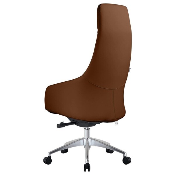 Leisuremod Celeste High-Back Office Chair in Upholstered Leather & Iron Frame with Swivel & Tilt, Dark Brown - COT20DBRL