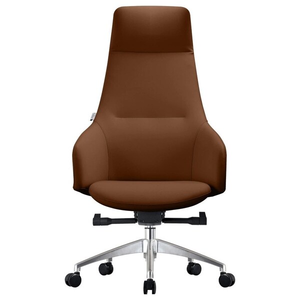 Leisuremod Celeste High-Back Office Chair in Upholstered Leather & Iron Frame with Swivel & Tilt, Dark Brown - COT20DBRL