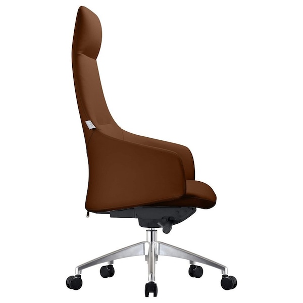 Leisuremod Celeste High-Back Office Chair in Upholstered Leather & Iron Frame with Swivel & Tilt, Dark Brown - COT20DBRL