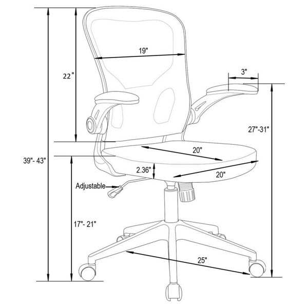 Leisuremod Newton Mesh Office Chair, Grey - NO20GR