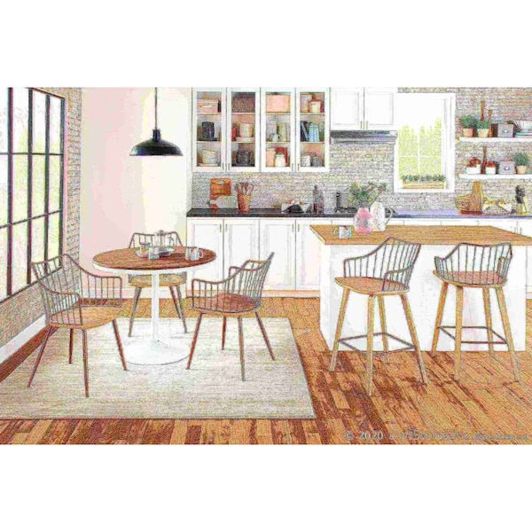 Lumisource Winston Chair in Antique Copper Metal and White Washed Wood - CH-WINSTON ANCUWW