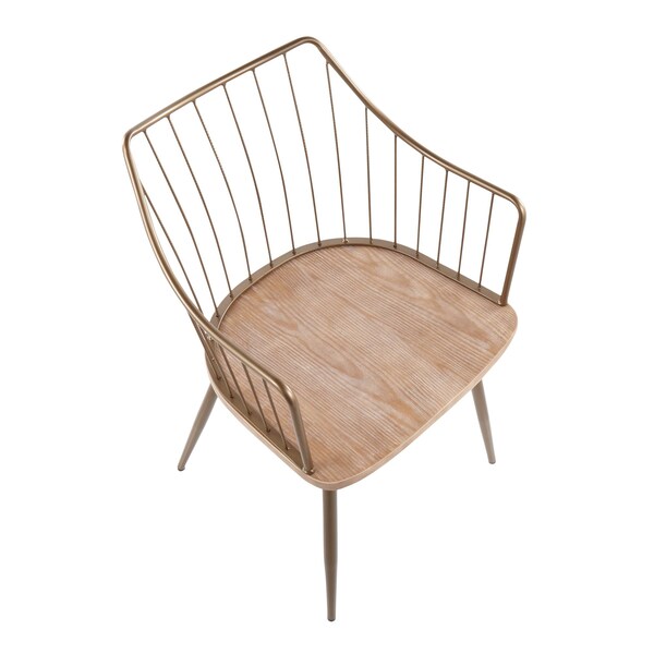 Lumisource Winston Chair in Antique Copper Metal and White Washed Wood - CH-WINSTON ANCUWW