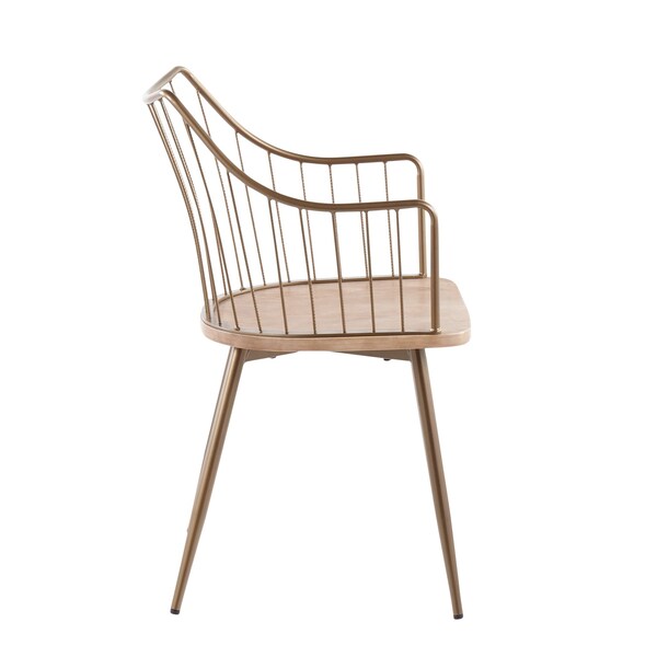Lumisource Winston Chair in Antique Copper Metal and White Washed Wood - CH-WINSTON ANCUWW