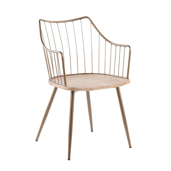Lumisource Winston Chair in Antique Copper Metal and White Washed Wood - CH-WINSTON ANCUWW