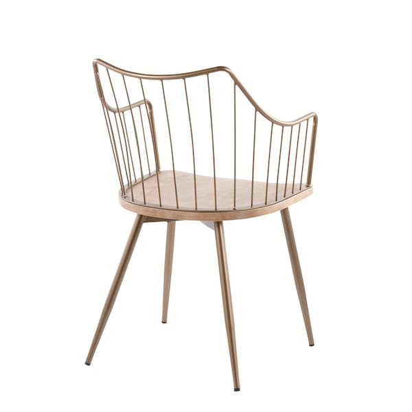 Lumisource Winston Chair in Antique Copper Metal and White Washed Wood - CH-WINSTON ANCUWW