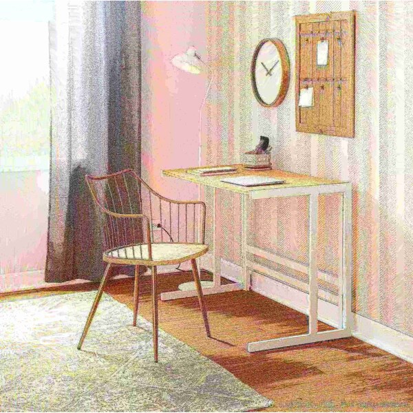 Lumisource Winston Chair in Antique Copper Metal and White Washed Wood - CH-WINSTON ANCUWW
