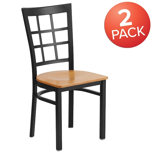 Flash Furniture Black Window Chair-Nat Seat - 2-XU-DG6Q3BWIN-NATW-GG
