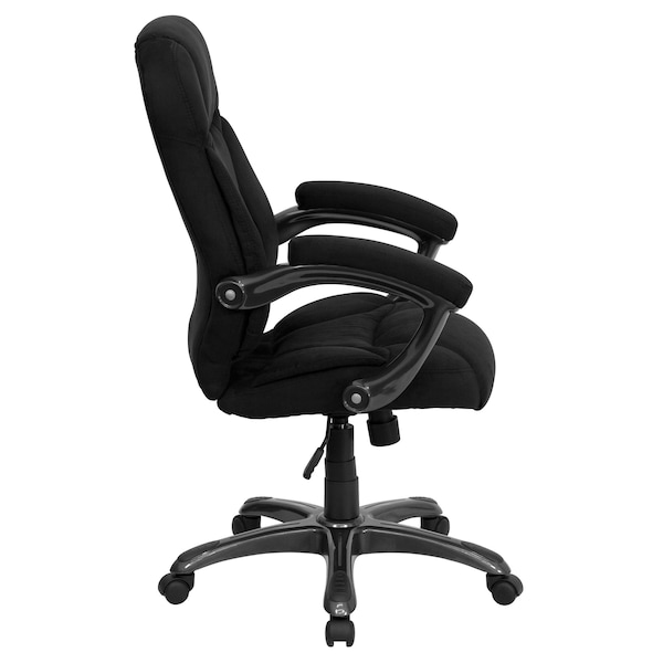 Flash Furniture Contemporary Chair Fixed Arms, 18-1/4" to 22" Height, Black Microfiber - GO-725-BK-GG