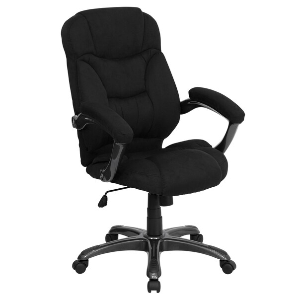 Flash Furniture Contemporary Chair Fixed Arms, 18-1/4" to 22" Height, Black Microfiber - GO-725-BK-GG