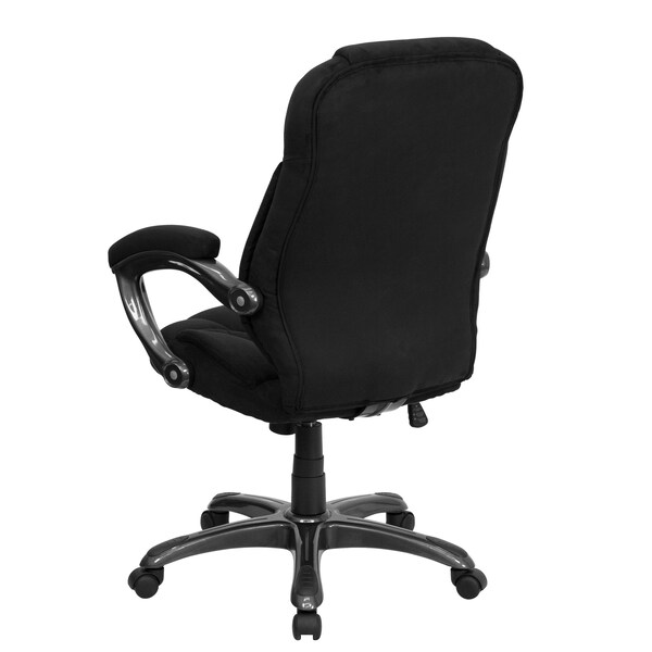 Flash Furniture Contemporary Chair Fixed Arms, 18-1/4" to 22" Height, Black Microfiber - GO-725-BK-GG