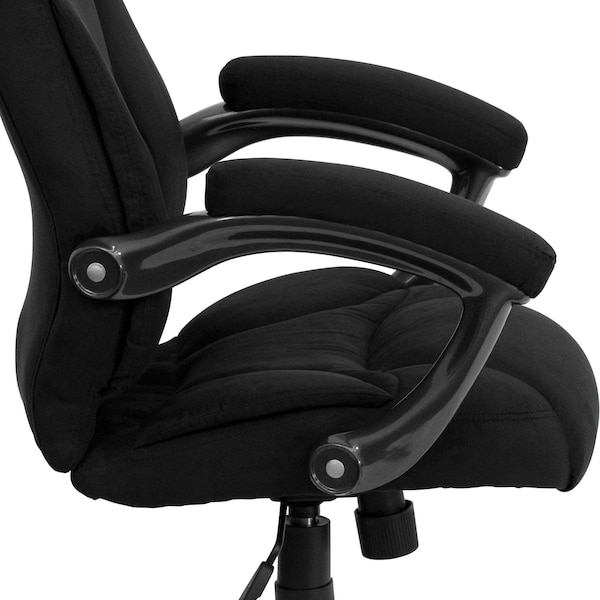 Flash Furniture Contemporary Chair Fixed Arms, 18-1/4" to 22" Height, Black Microfiber - GO-725-BK-GG
