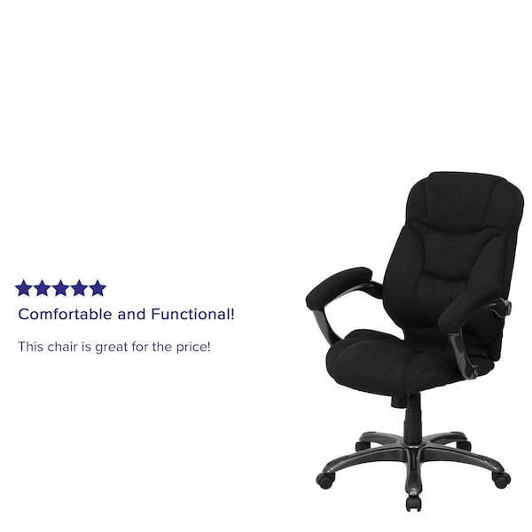 Flash Furniture Contemporary Chair Fixed Arms, 18-1/4" to 22" Height, Black Microfiber - GO-725-BK-GG