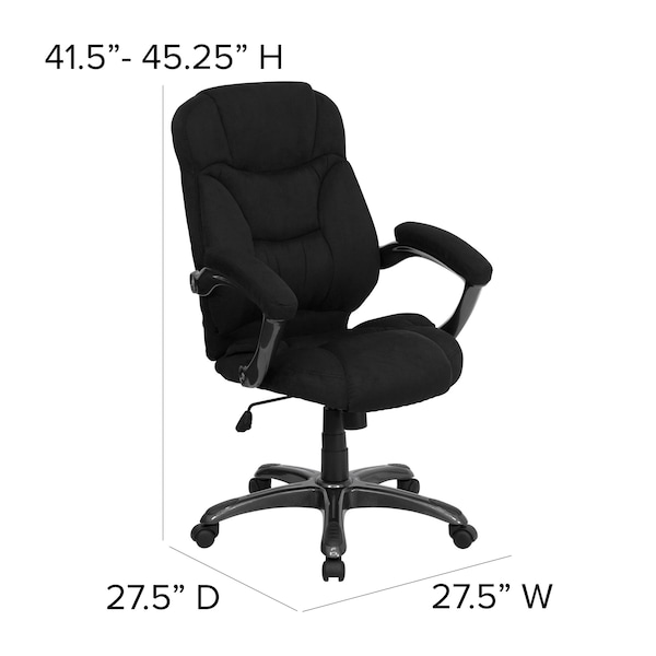 Flash Furniture Contemporary Chair Fixed Arms, 18-1/4" to 22" Height, Black Microfiber - GO-725-BK-GG