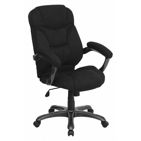 Flash Furniture Contemporary Chair Fixed Arms, 18-1/4" to 22" Height, Black Microfiber - GO-725-BK-GG