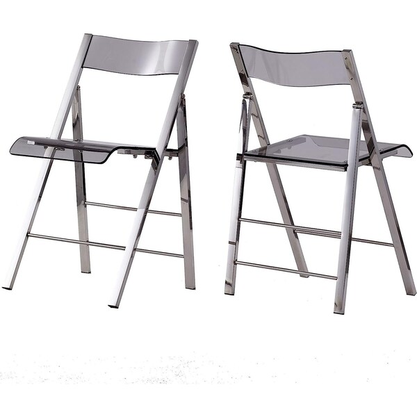 Isl Furnishings Kasper Flex Luxury Modern Folding Chairs Lucite Silver - CH43DC-2PK-AR02-PC10