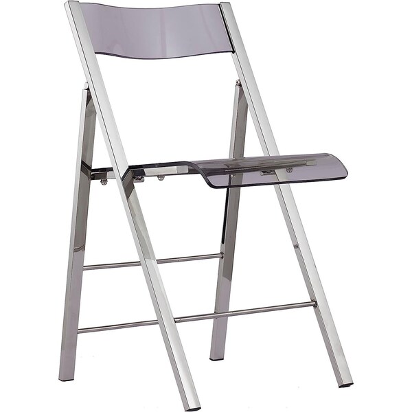 Isl Furnishings Kasper Flex Luxury Modern Folding Chairs Lucite Silver - CH43DC-2PK-AR02-PC10