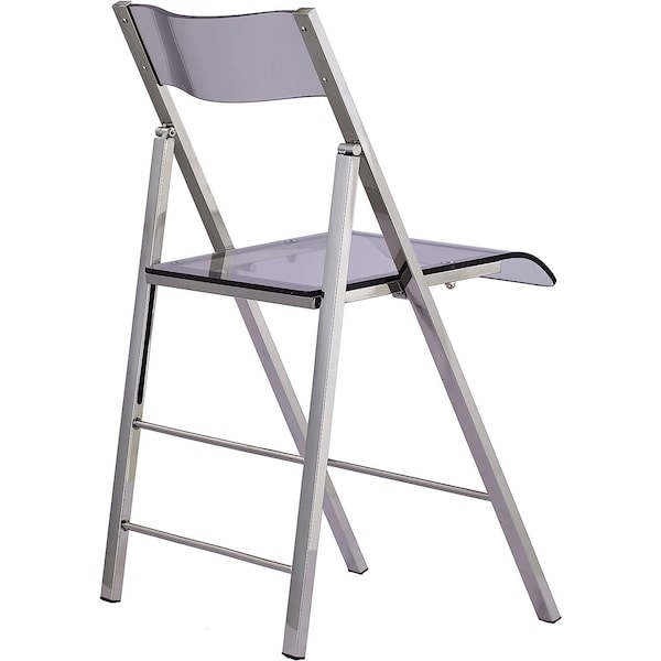 Isl Furnishings Kasper Flex Luxury Modern Folding Chairs Lucite Silver - CH43DC-2PK-AR02-PC10