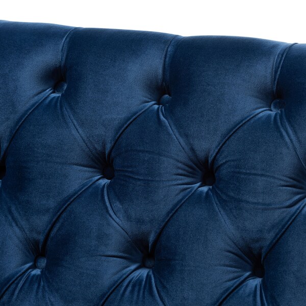 Baxton Studio Silvana Blue Velvet Upholstered Lounge Chair with Acrylic Legs - 152-9267