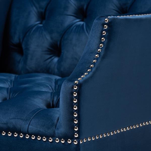 Baxton Studio Silvana Blue Velvet Upholstered Lounge Chair with Acrylic Legs - 152-9267