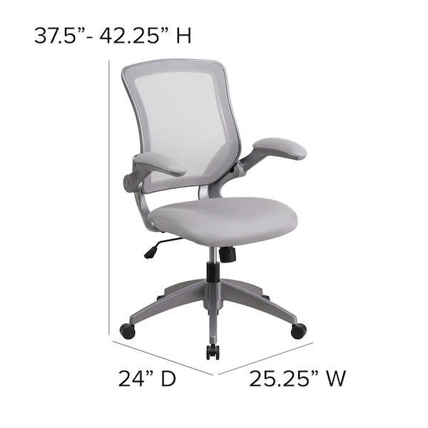 Flash Furniture Mesh Contemporary Chair, 17" to 21", Adjustable Arms, Gray - BL-ZP-8805-GY-GG