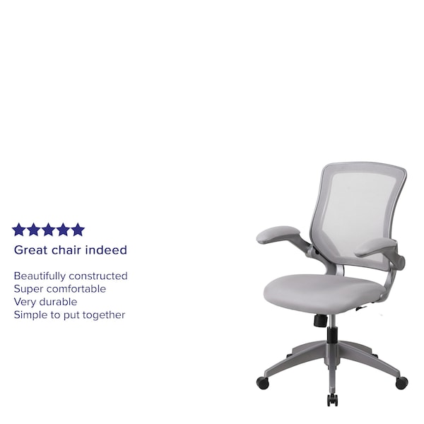 Flash Furniture Mesh Contemporary Chair, 17" to 21", Adjustable Arms, Gray - BL-ZP-8805-GY-GG