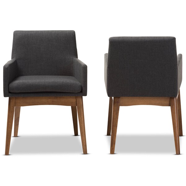 Baxton Studio Nexus Walnut Wood Finishing Dark Grey Dining Armchair, PK2 - 140-7591