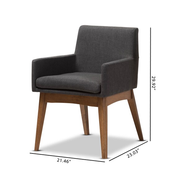 Baxton Studio Nexus Walnut Wood Finishing Dark Grey Dining Armchair, PK2 - 140-7591