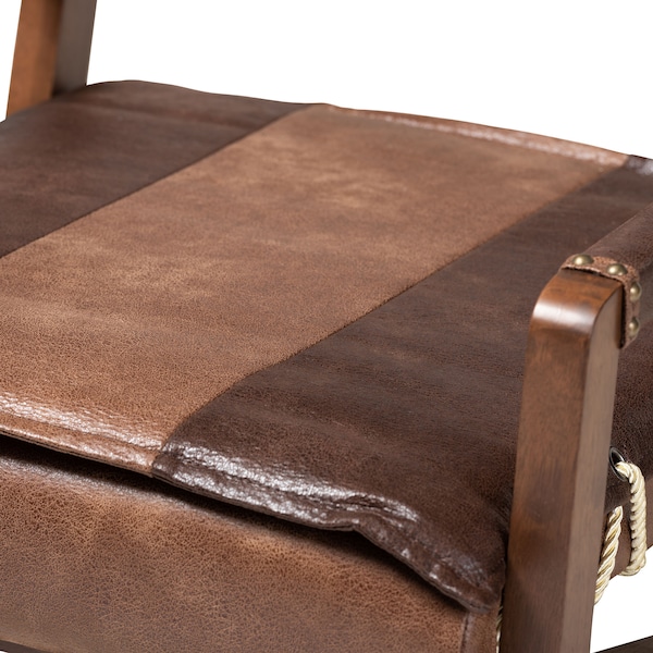 Baxton Studio Rovelyn Brown Upholstered Walnut Finished Wood Lounge Chair - 153-9245