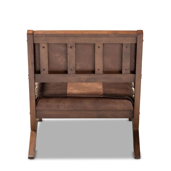 Baxton Studio Rovelyn Brown Upholstered Walnut Finished Wood Lounge Chair - 153-9245