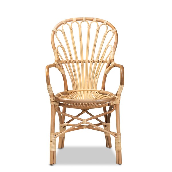 Baxton Studio Sheraton Modern and Contemporary Natural Finished Rattan Armchair - 185-11871-ZORO