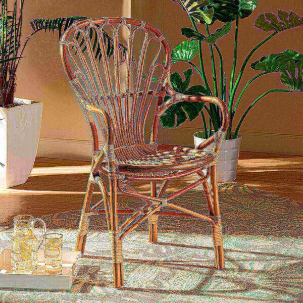 Baxton Studio Sheraton Modern and Contemporary Natural Finished Rattan Armchair - 185-11871-ZORO