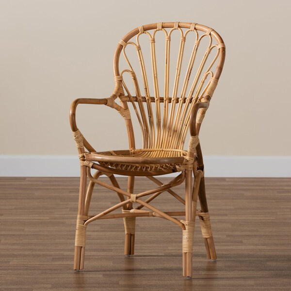 Baxton Studio Sheraton Modern and Contemporary Natural Finished Rattan Armchair - 185-11871-ZORO
