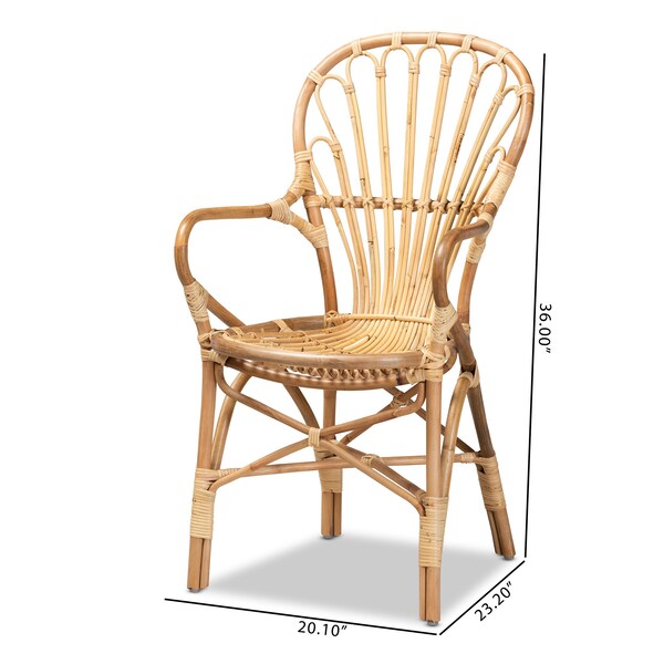 Baxton Studio Sheraton Modern and Contemporary Natural Finished Rattan Armchair - 185-11871-ZORO