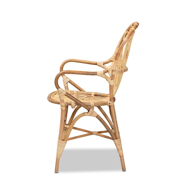 Baxton Studio Sheraton Modern and Contemporary Natural Finished Rattan Armchair - 185-11871-ZORO