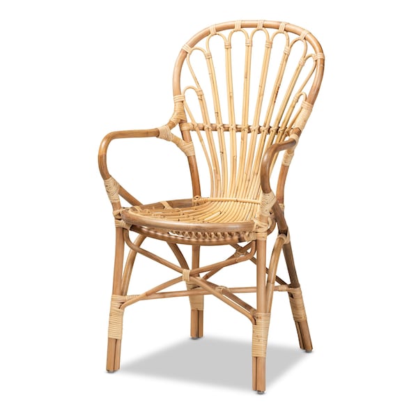 Baxton Studio Sheraton Modern and Contemporary Natural Finished Rattan Armchair - 185-11871-ZORO