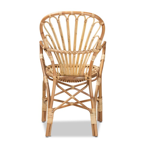 Baxton Studio Sheraton Modern and Contemporary Natural Finished Rattan Armchair - 185-11871-ZORO