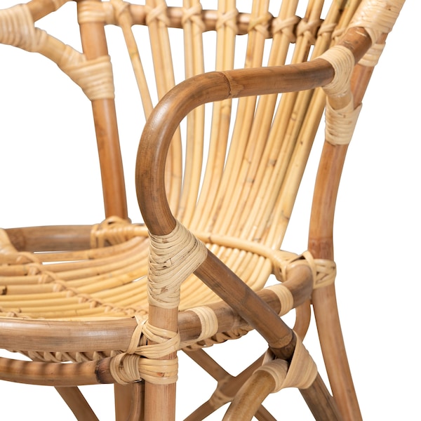 Baxton Studio Sheraton Modern and Contemporary Natural Finished Rattan Armchair - 185-11871-ZORO
