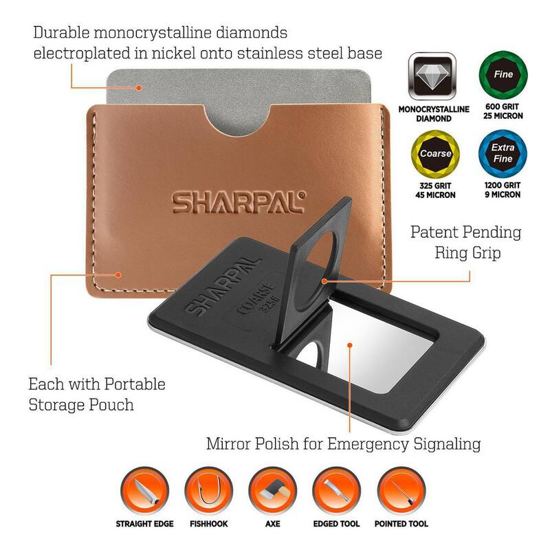 Sharpal Credit Card Size Diamond Sharpening Stone Knife Sharpener Kit Home & Garden Tool Sharpener 3-Pack:Coarse/Fine/Extra Fine - 116N