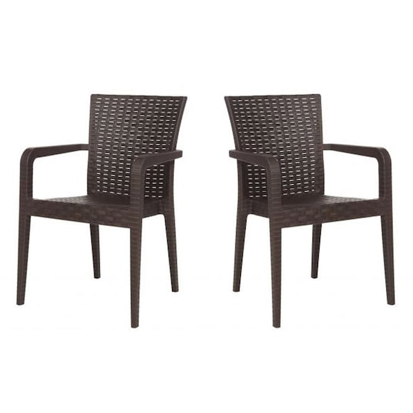 Rainbow Outdoor Alberta Set of 2 Stackable Armchair-Brown - RBO-ALBERTA-BRW-AC-SET2