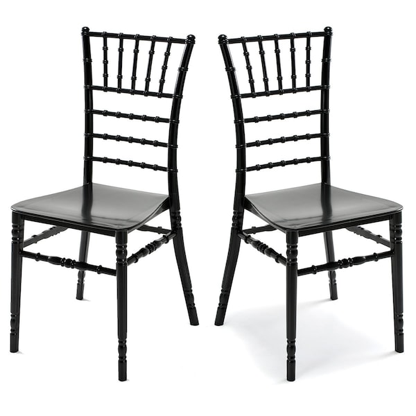 Rainbow Outdoor Tiffany Set of 2 Stackable Side chair w/cushion-Black - RBO-TIFFANY-BLK-SC-SET2