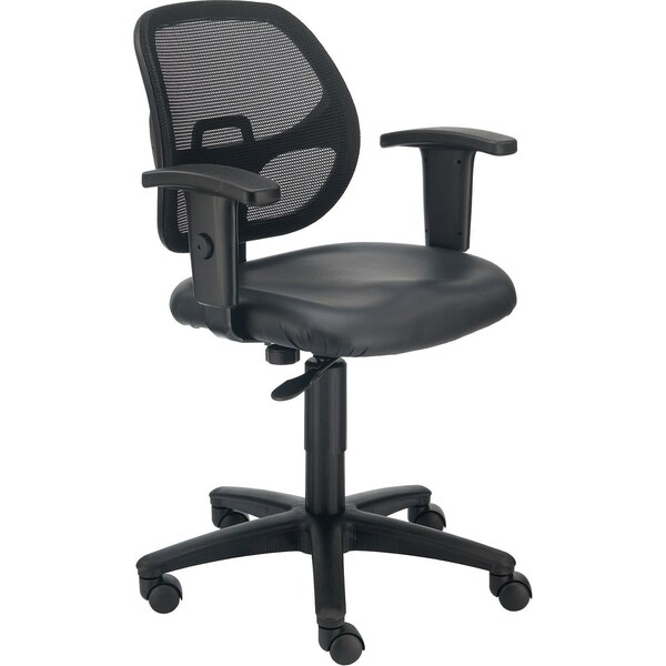 Global Industrial Mesh Back Office Chair with Arms, Vinyl, Black - 277436V